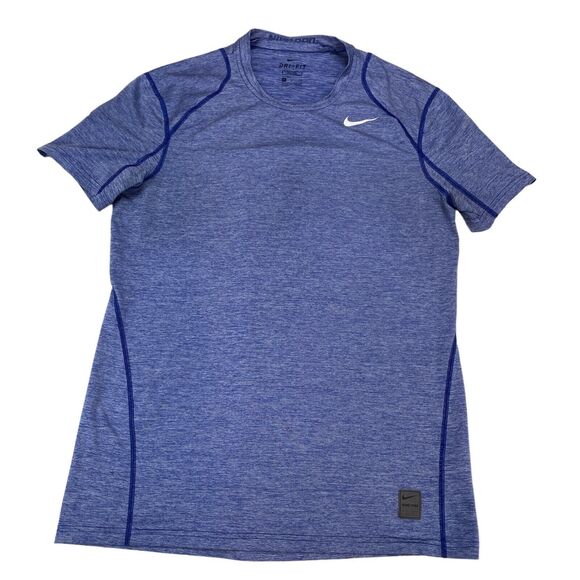 Nike Pro Activewear Shirt Men Medium Purple Fitted Polyester Swoosh Logo Dri Fit - Picture 1 of 10